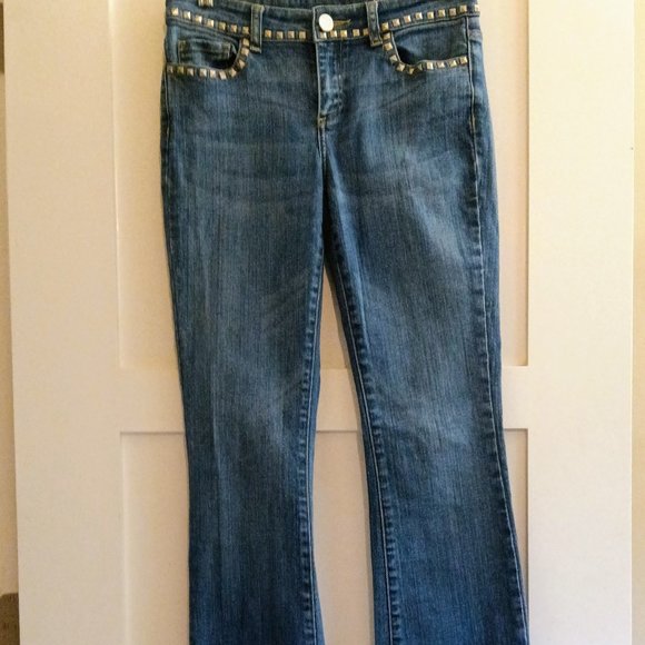 Cache Boot Cut Mid Rise Denim Jeans, Stud Details Excellent Y2K - Picture 2 of 7
